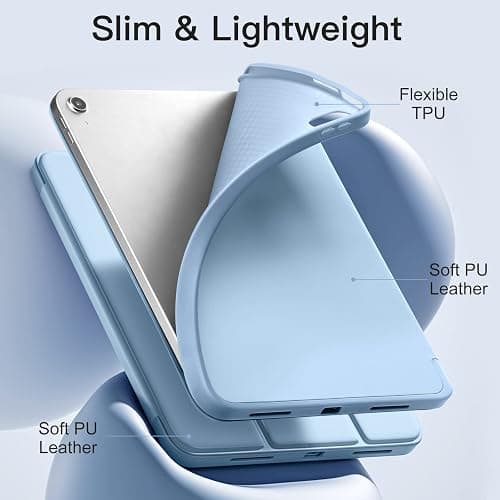 Akkerds Compatible with iPad (A16) 11th Generation Case 11 Inch 2025, for iPad 10th Generation Case 10.9 Inch 2022 with Pencil Holder, Slim Trifold Stand Protective Cover with Soft TPU Back, Sky Blue thumbnail 5