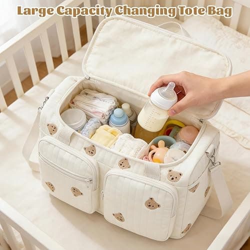  Sac à Langer, Sac de Maternité Grande Capacité, Lavable, Léger et Pliable, Sacs à Langer Compartimenté Multifonction, Sacs de Maternité Bandoulière/Fourre-tout pour Hôpital, Voyage, Weekend thumbnail 4