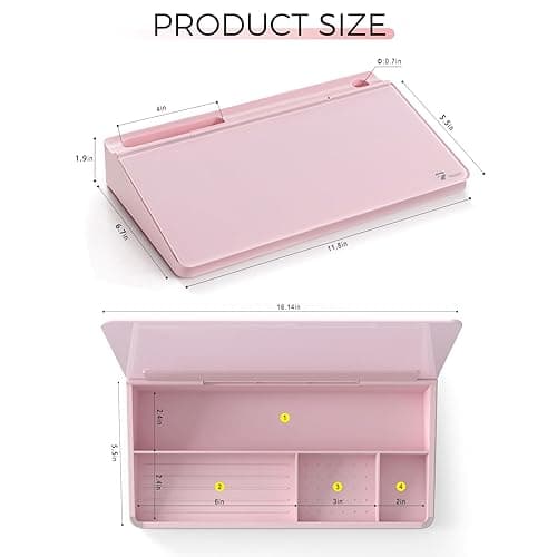 TOWON Small Compact Glass Desktop Whiteboard with Storage – 12 x 7 in Dry Erase Board for Desk, Home Office, School | Includes 5 Markers, Eraser & Holder | Space-Saving Organizer, Aesthetic Pink - Pink Compact thumbnail 2