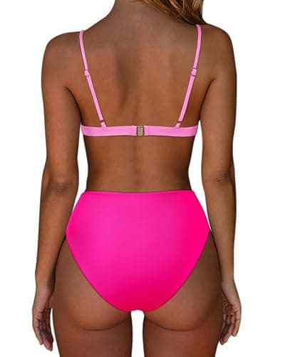 SUUKSESS Women Triangle High Cut Bikini Sets Sexy High Waisted 2 Piece Swimsuit thumbnail 2