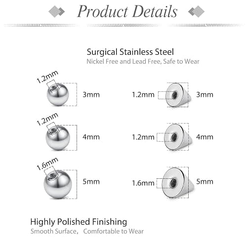 JFORYOU Fake Eyebrow Ring Fake Lip Labret Studs Replacement Balls Spike with 100pcs Sticker Non-Piercing Body Jewelry Fake Skin Piercing thumbnail 2