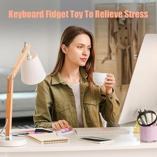 Keyboard Fidget Toy - Keyboard Clicker with LED Light Fidget Keyboard Keychain Fidget Toy Stress Relief Keyboard Fidget Clicker thumbnail 2