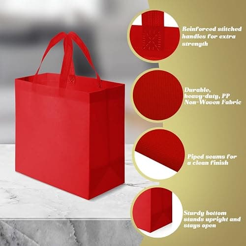 Reginary 100 PCS Reusable Totes Bags - Non Woven Grocery Handle Bags for Shop Events & Retail Store(Multicolor) thumbnail 5