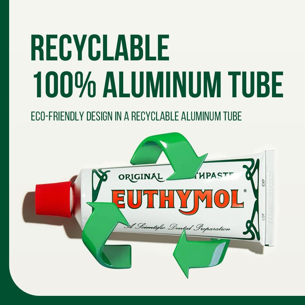 Original Euthymol Toothpaste 75ml x 2, No Fluoride, Anti-Plaque, Antibacterial, Cavity Protection, Teeth Gums Clean Healthy, Cool Mint Freshener thumbnail 5