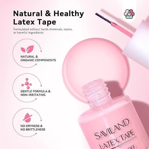 SAVILAND Liquid Latex Tape Kit - 2pcs 20ml Latex Tape for Nails Art Peel Off Cuticle Nail Polish Guard Skin Barrier Protector Gel Nail Polish Remover for Nail Salon Home DIY thumbnail 6