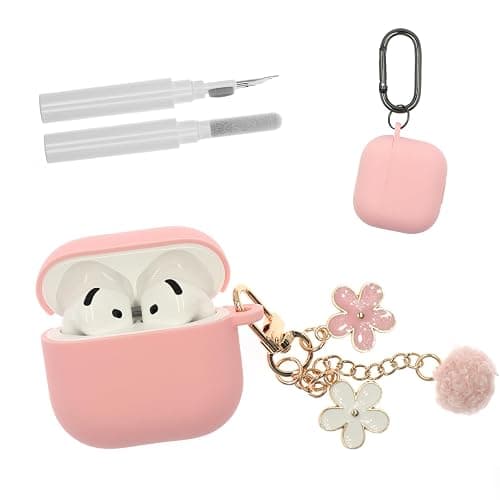 Compatible with AirPods 4 Case, Premium Soft Silicone Protective Case Cover for Apple AirPods 4th Generation with Cleaner Kit Keychain Accessories for Women Girls thumbnail 8