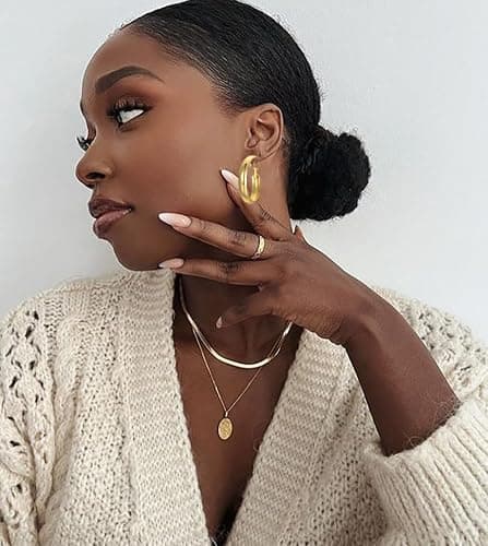 36 Pairs Gold Hoop Earrings Set for Women, Chunky Gold Earrings Multipack, Trendy Hypoallergenic Silver Hoop Earring Pack (Gold) thumbnail 2