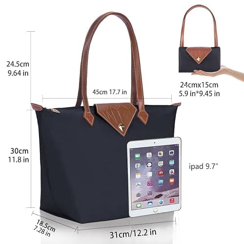 BOJLY Oxford pour Femme Sac à Bandoulière de Pliage Grande Capacité Sac a Main Nylon Dames Shopping Pliant Fourre-tout Plage Sac de Voyage Imperméable Occasionnel thumbnail 5
