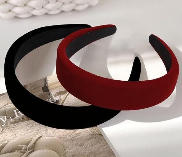 TERSE Black Velvet Headband for Women Non Slip Thick Head Band 1.3 Inches Wide Headband for Women’s Hair Fashion Hair Accessories Velvet Women Headbands - Image 1