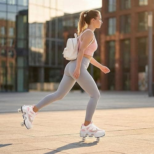 CHSSIH Roller Skate Shoes for Girls, Kids, Women, Men & Adults – Retractable Shoes with Wheels | Pop-Out High Roller Skating Shoes That Turn Into Sneaker Skates thumbnail 4