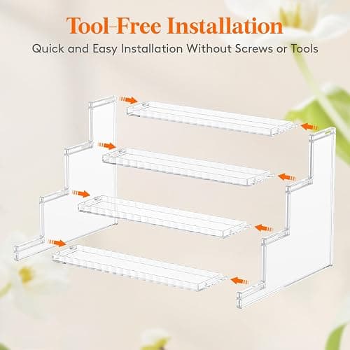 Lifewit 4 Tier Clear Display Riser Stand with Decorative Secure Fences, Tool-free Assembly, Plastic 12 Inch Perfume Organizer, Display for Figures, Cupcake, Dessert, 2-pack thumbnail 6