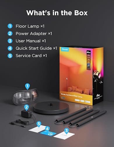 Govee Torchiere Floor Lamp for Living Room Bedroom, 67" Modern Standing Lamp Compatible with Matter & Alexa, RGBIC Corner Light with LuminBlend Technology, Music Sync, Scene Modes, 172 ft² Light Area thumbnail 9
