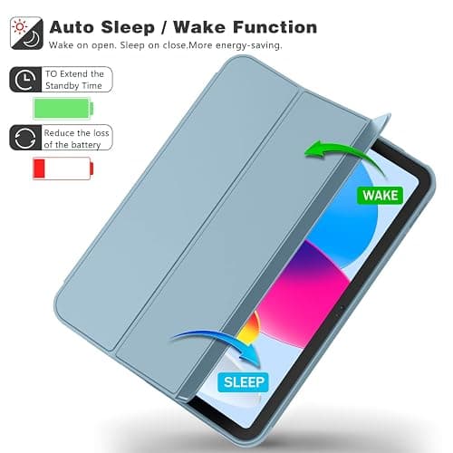 ToaPoia Case for iPad (A16) 11 Inch 2025/iPad 10th Generation 10.9 Inch 2022, Slim Trifold Stand Protective Cover with Pencil Holder and Soft TPU Back,Support Auto Sleep/Wake (Light Blue) thumbnail 5