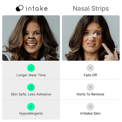 Intake Breathing Magnetic Nasal Strips Starter Kit (15 Count, Black) - Boost Oxygen Intake, Reduce Snoring, Improve Sleep Quality - Sweat Resistant, Nasal Strips - Extra Strength Snoring Solution thumbnail 8