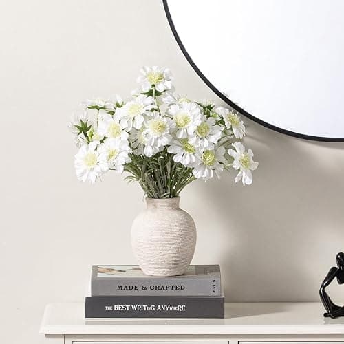 Vanselia Ceramic Flower Vase Home Decor - Small Farmhouse Table Vases Rustic Vintage Living Room Kitchen Bedroom Decorations for House Book Shelf Office Coffee Desk Dining Fireplace (6" Rustic) thumbnail 7