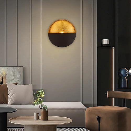 Luxury Metal Wall Candle Sconces – Large Handcrafted Wall-Mounted Tealight Candle Holders with Gold Leaf Interior – Modern & Rustic Home Décor for Living Room, Hallway – 11.8" Black Single Piece thumbnail 4