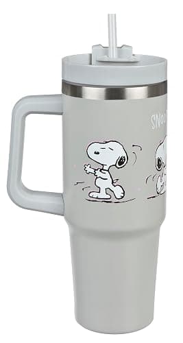 Undercover - Peanuts Snoopy Gobelet isolant avec paille - 880ml de capacité - Gobelet en acier inoxydable avec poignée - sans BPA - Image 1