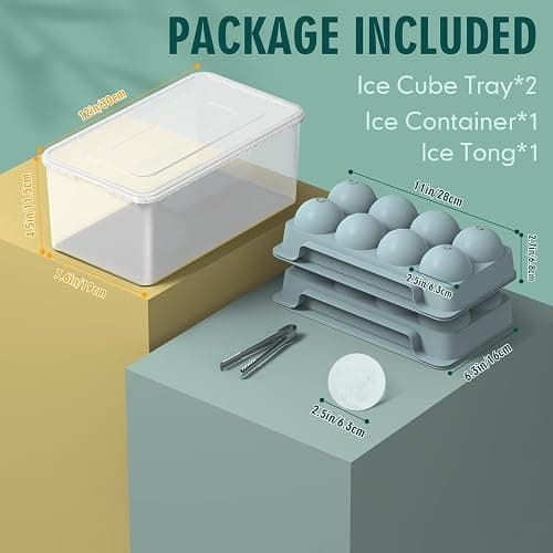 WIBIMEN Large Ice Cube Molds, Big Round Whiskey Ice Cube Trays for Freezer, Easy to Fill & Release, Whiskey Bourbon Cocktail(2.5In*8 Balls- Blue/2 Pack) thumbnail 2