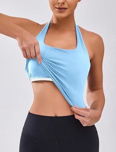 BMJL Womens Halter Built in Bra Workout Sports Tank Tops Summer Trendy Backless Going Out Clothing 2025 thumbnail 2
