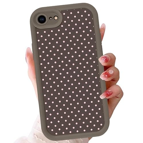 Zrutru Cute Polka Dots Case for iPhone 16e/iPhone 17e 6.1",Aesthetic Classic Pink Polka Dot Trendy Fashion Design Cases for Girls Women Men,Brown Slim Shockproof Protective Cover for iPhone 16e - Image 1