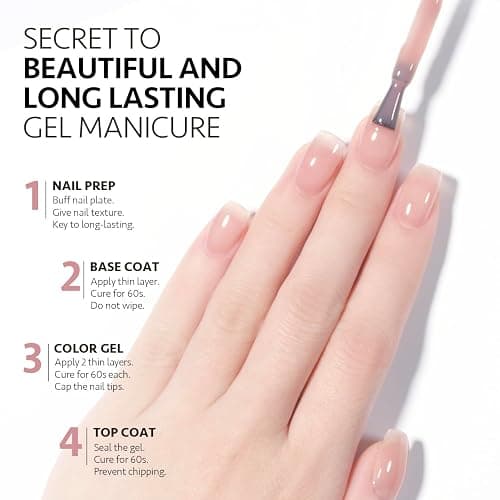 GAOY Jelly Nude Gel Nail Polish, 16ml Sheer Rose Pink Translucent Soak Off Gel Polish, UV Light Cure for Nail Art DIY, 1624 Ocean Song thumbnail 5