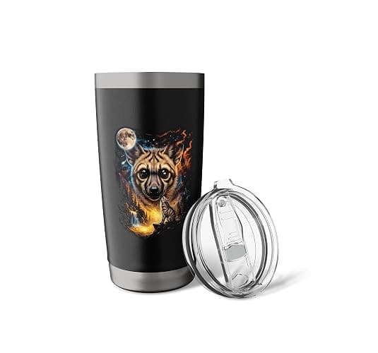 Mystical Aardwolf Howling Full Moon Wildlife Art Stainless Steel Insulated Tumbler thumbnail 6