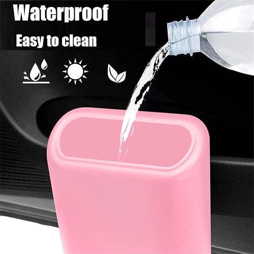 Tulsondai Car Trash Can, Mini Trunk Push Hanging Portable Car Bin with 2 roll Disposable Trash Bag for Vehicle Home, Office. (Car Trash can Pink) thumbnail 4