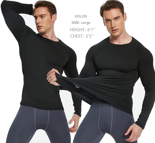 5 or 4 Pack Men's Thermal Compression Shirt Fleece Lined Long Sleeve Athletic Base Layer Cold Weather Gear Workout Top thumbnail 2