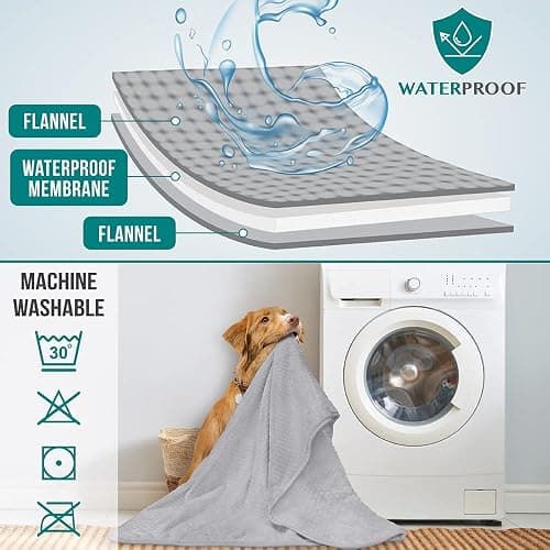 PetAmi Waterproof Dog Blanket, Leakproof Puppy Blanket for Small Medium Dogs, Furniture Sofa Couch Cover Protector, Fleece Pet Throw Indoor Cat Kitten, Reversible Washable Soft Plush, 29x40 Light Gray thumbnail 4
