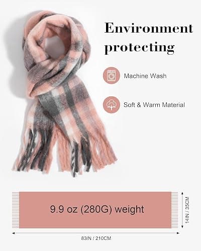 Winter Plaid Scarves for Women - Large, Soft Warm Scarf Shawls, Ideal for Cold Weather & Gifting thumbnail 3