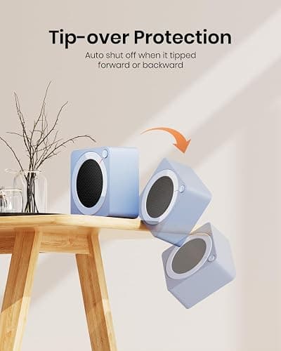 Gaiatop Mini Space Heater, Lightweight PTC Ceramic Fast Heating 500W Energy Efficient for Indoor Use, Overheating & 45° Tip-Over Protection, Portable Desk Electric Heaters for Office Home Blue thumbnail 5