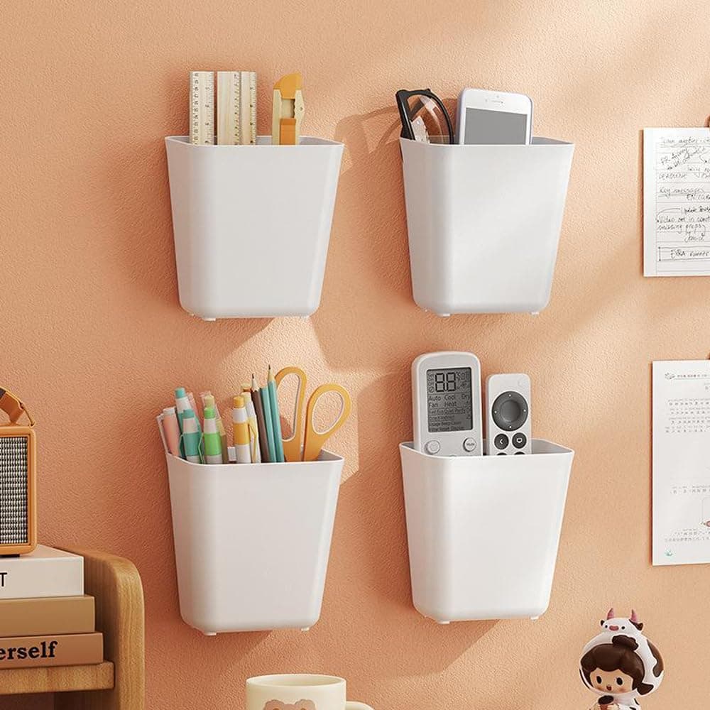 Pack of 4 Kitchen Cabinet Door Storage Box, Self-Adhesive Wall Mounted Organiser for Cupboard, Bathroom, Fridge - Small Items thumbnail 3
