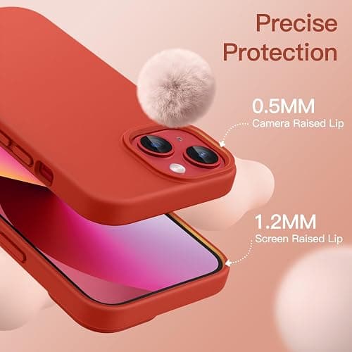 JETech Silicone Case for iPhone 13 6.1-Inch, Silky-Soft Touch Full-Body Protective Phone Case, Shockproof Cover with Microfiber Lining (Orange Red) thumbnail 5