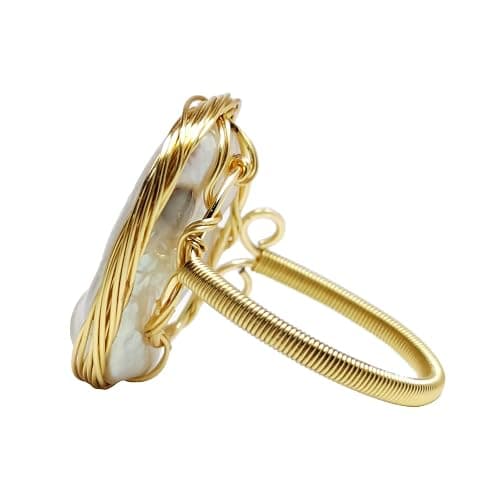 Handmade Baroque Irregular Pearl Rings for Women Gold-Plated Adjustable Open Design Trendy and Unique Christmas Pearl Jewelry Prom and Formal Attire Accessories Gift Box Included thumbnail 4