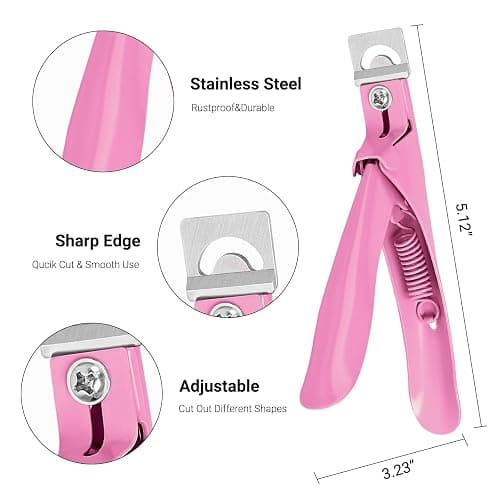 MelodySusie Acrylic Nail Clippers with 15Pcs Magnets Tip Cutters for Fake Gel Nails Sharp Professional Manicure Pedicure with Length Measurement Trimmer Nail Care Tools (Pink) thumbnail 4