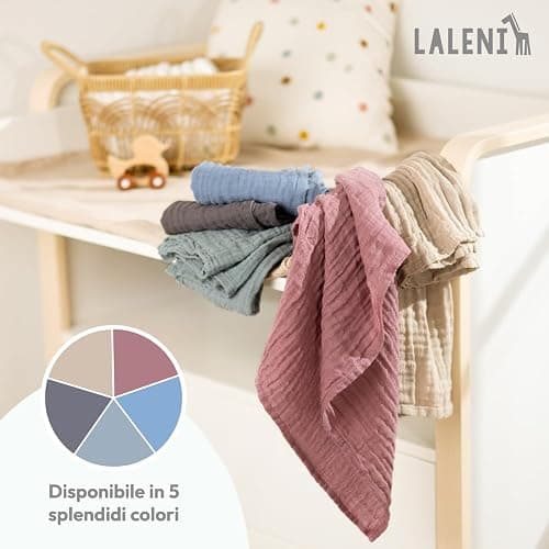 Laleni Mussole Neonato 70x70cm Set da 10 - Asciugamani in Cotone Morbido per Pelli Sensibili - Lavette Extra Assorbenti, Quadrati Beige thumbnail 7