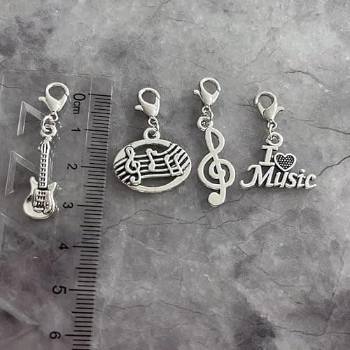 AMOBESTER Music Clip on Charms I Love Music Note Guitar Clip on Charms for Bracelet Necklace DIY Jewery Making Zipper Pull Charms thumbnail 2