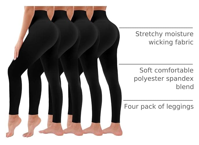 4 Pack Leggings for Women Butt Lift High Waisted Tummy Control No See-Through Yoga Pants Workout Running Leggings thumbnail 2