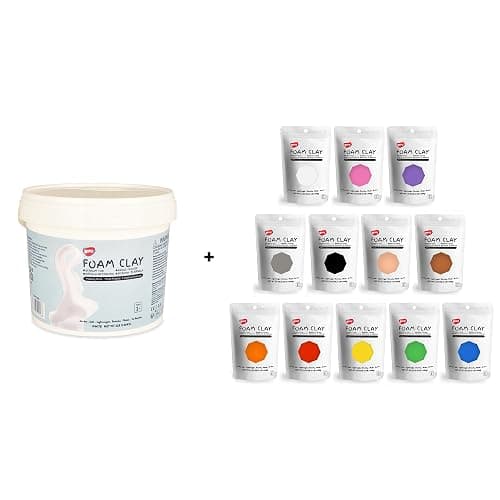 BOHS Bucket Foam Clay + 12-Colors Foam Clay - Squishy, Air Dry, Soft - for Cosplay,School Projects,Baby Hand Print,Slime - Gifts for Adult and Kids - Image 1