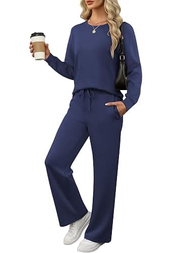 ANRABESS Women's 2 Piece Lounge Sets Casual Travel Outfits Wide Leg Tracksuit Sweatsuits Matching Set 2025 Fall Clothes - Image 1