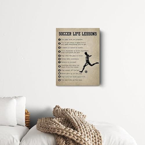 Soccer Gifts Inspirational Wall Decor Canvas Wall Art Artwork Sports Framed Art Paintings Soccer Posters for Soccer Player Athletes Living Room Sports Club Playroom Bedroom Boys Room Gym Decor thumbnail 3