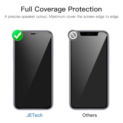 JETech Privacy Full Coverage Screen Protector for iPhone 11/XR 6.1-Inch, Anti-Spy Tempered Glass Film, Edge to Edge Protection Case-Friendly, 2-Pack thumbnail 4