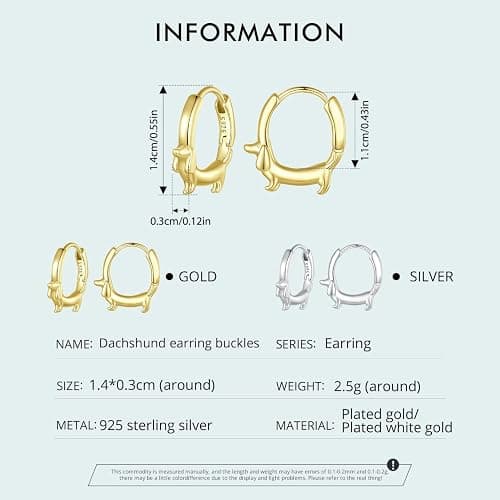 RUKYF Gold Plated Star,Koi Fish & Dachshund Hoop Earrings - Cute Animal Huggie Earrings for Women - Hypoallergenic, Dainty & Lightweight - Gift for Pet Loves thumbnail 5