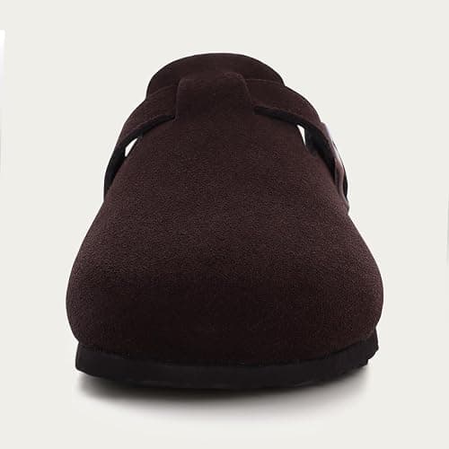 KIDMI Genuine Suede Clogs for Women Cork Footbed Sandals Leather Mules Potato Shoes with Arch Support | Arch Support, Cork Footbed, Suede, Leather thumbnail 4