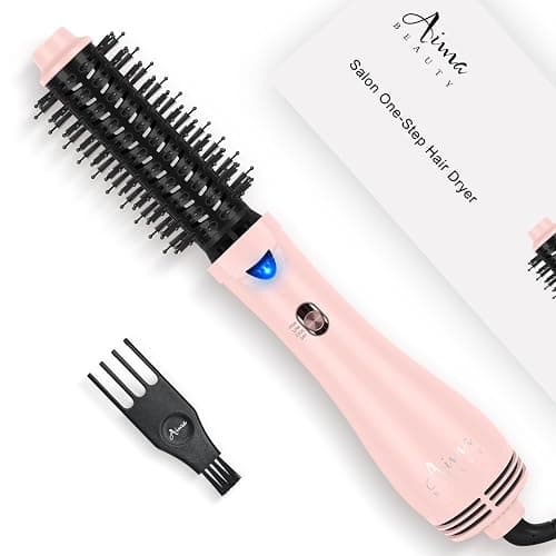 Hair Dryer Brush Blow Dryer Brush in one, Aima Beauty 1.25'' Round Brush Blow Dryer Ionic Hot Air Brush Styler Volumizer with Ceramic Coating & Tufted Bristles for Smooth and Shiny Blowout, Pink - Image 1
