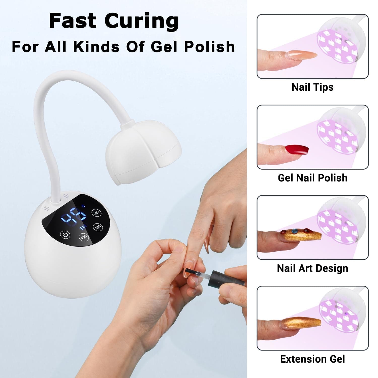 UV Nail Lamp Cordless Mini UV Light for Gel Nails Polish 36W Rechargeable LED Nail Light Nail Dryer with 4 Timers & Auto Sensor, Fast Curing Goosenecks Lamp for Home DIY Manicure thumbnail 6