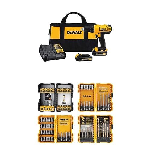 DEWALT 20V MAX* Cordless Drill / Driver Kit with Screwdriver/Drill Bit Set, 100-Piece (DCD771C2 & DWA2FTS100) - Image 1