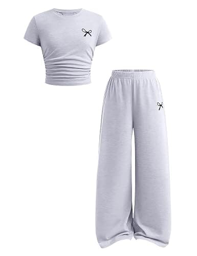 Afsmlys Tween Girls Clothes T-Shirt Top + Pants 2pcs Outfit Set Teen Girl Spring Summer Clothing, Size 7-16 Years - Image 1