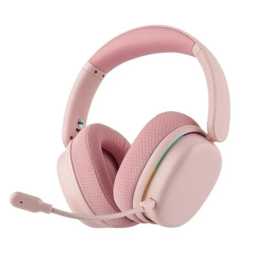 EPOMAKER X Aula G7 Pro Wireless Gaming Headset, Dual Mode BT5.3 & 2.4GHz, 7.1 Surround Sound, 80+ Hour Battery, RGB Light, with Noise Canceling Mic for PS5, PS4, Switch, PC (Pink) - Image 1