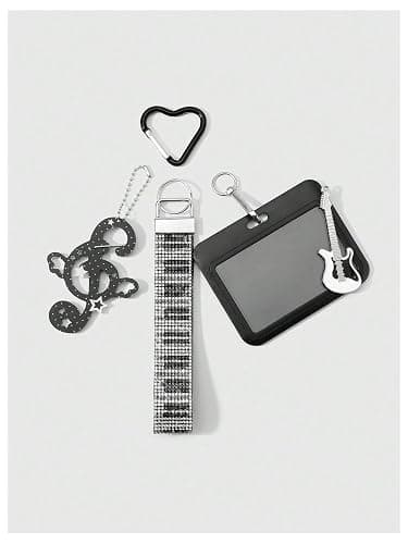 MakeMeChic Women's Photocard Keychain Y2K Ribbon Heart Keychain Charms | Clear Photocard, Badge Holder, Card Holder for Women, Car Keys, Cute Purse Charms Bag thumbnail 2